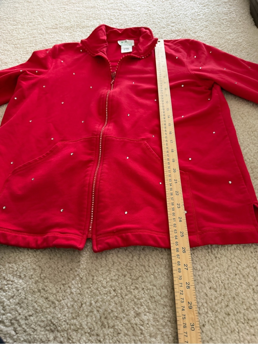 Vintage Quacker Factory Red Rhinestone Zip-Front Jacket - Picture 10 of 10